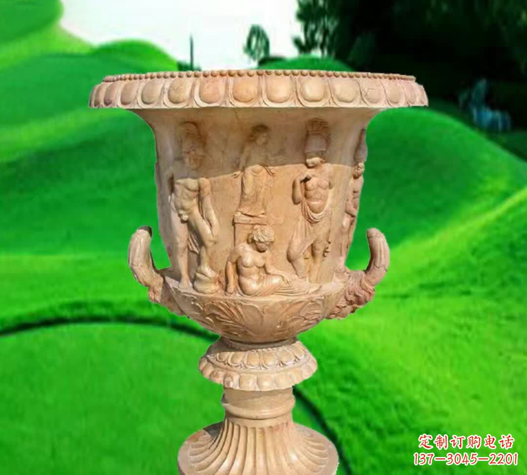 哈尔滨晚霞红欧式花盆石雕