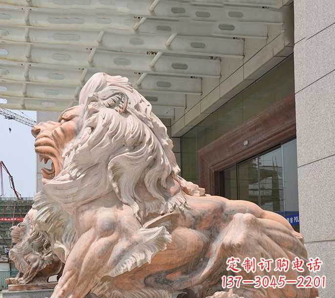 哈尔滨晚霞红欧式狮子石雕 (3)