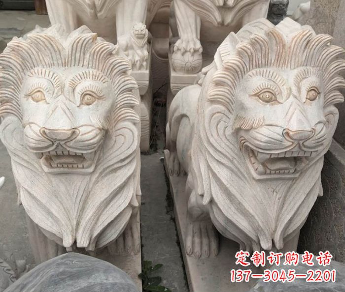 哈尔滨晚霞红欧式狮子石雕 (2)