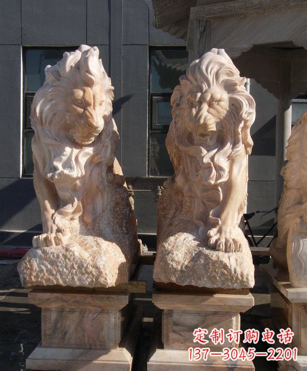 哈尔滨晚霞红欧式狮子石雕