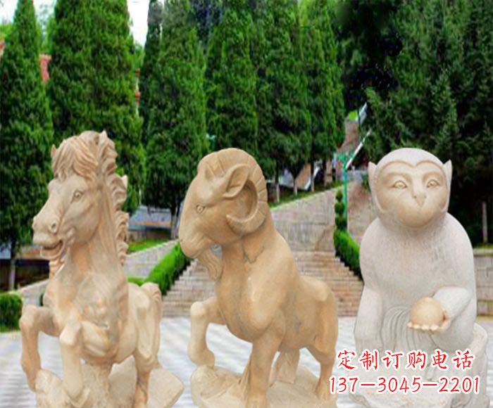 哈尔滨晚霞红十二生肖公园动物石雕