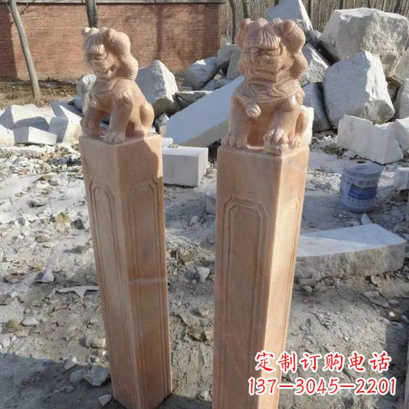 哈尔滨晚霞红狮子拴马桩