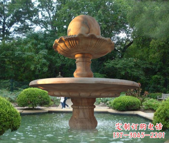 哈尔滨晚霞红双层风水球喷泉公园石雕