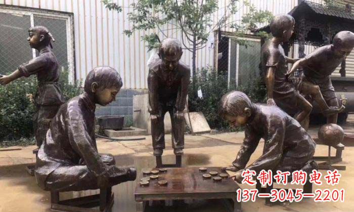 哈尔滨下象棋儿童铜雕 (2)