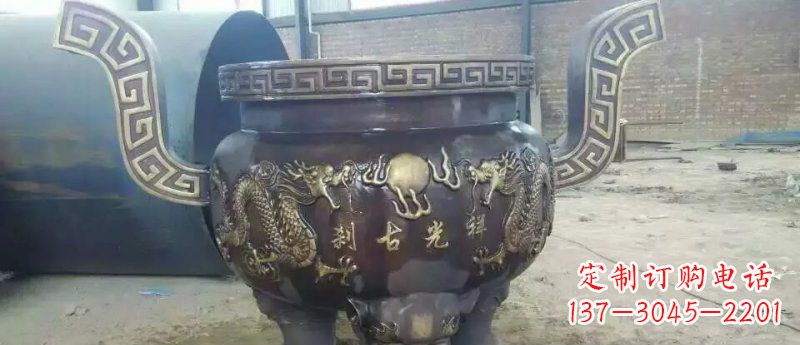 哈尔滨祥光古刹寺庙香炉铜雕