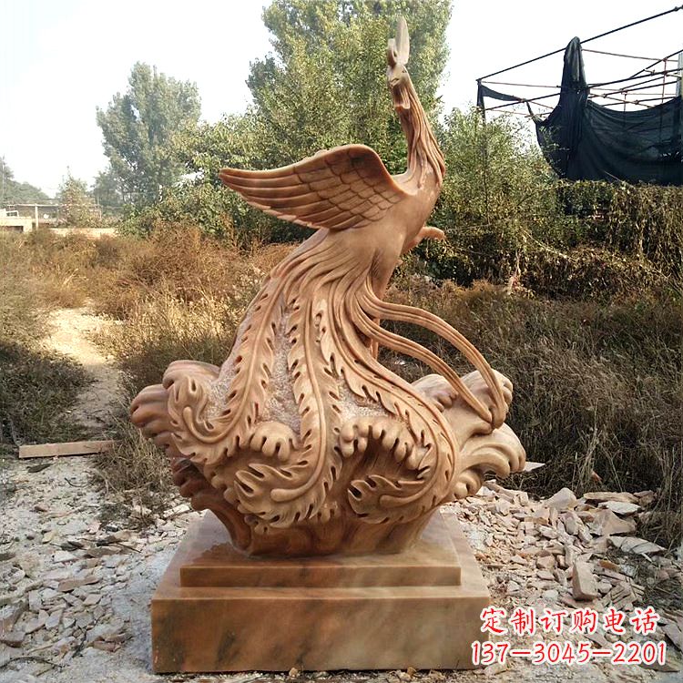 哈尔滨祥瑞凤凰晚霞红石雕