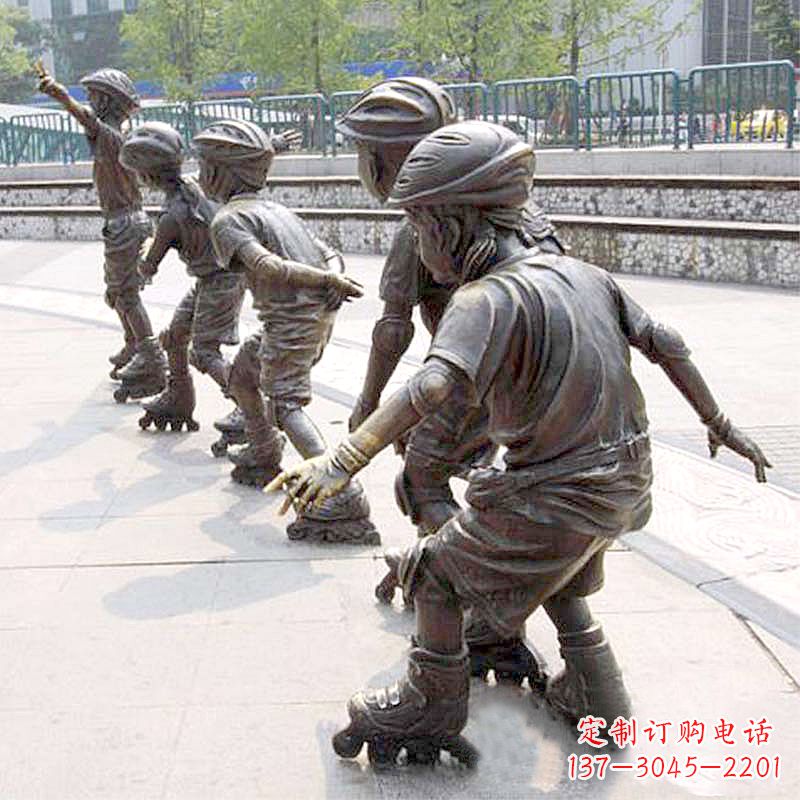 哈尔滨小孩滑旱冰广场运动主题雕塑
