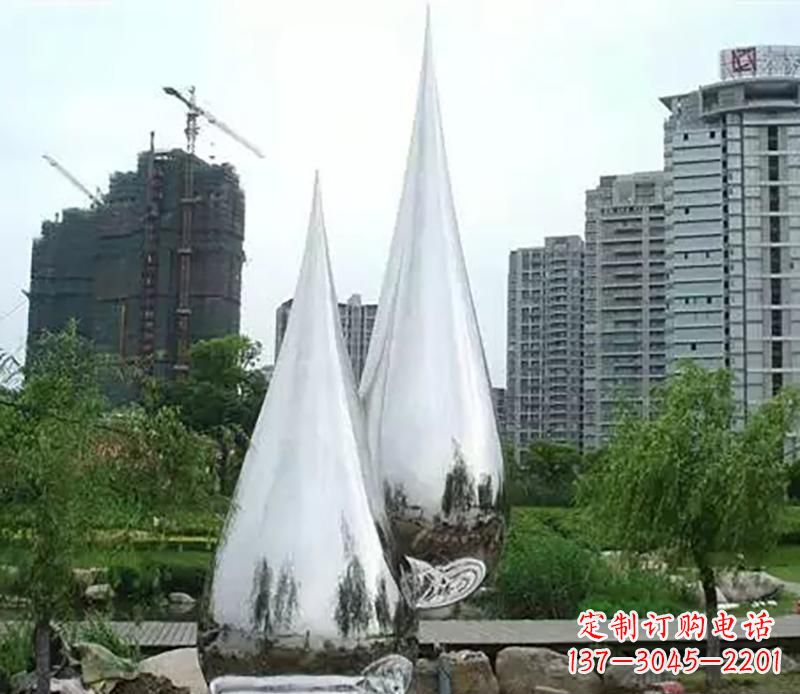 哈尔滨小区不锈钢水滴雕塑