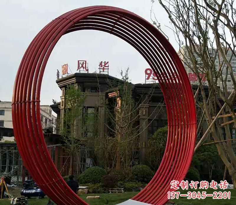 哈尔滨小区不锈钢圆环景观雕塑