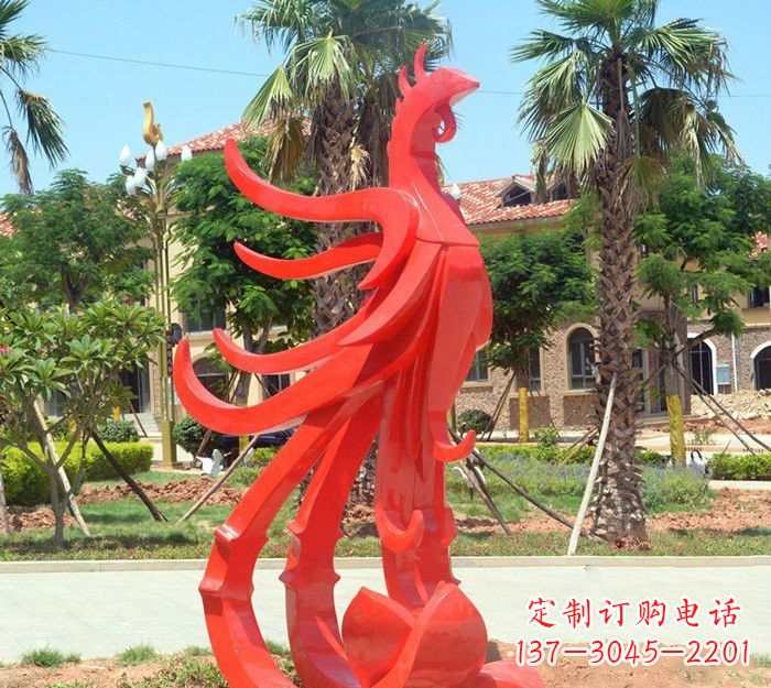哈尔滨小区抽象不锈钢凤凰雕塑