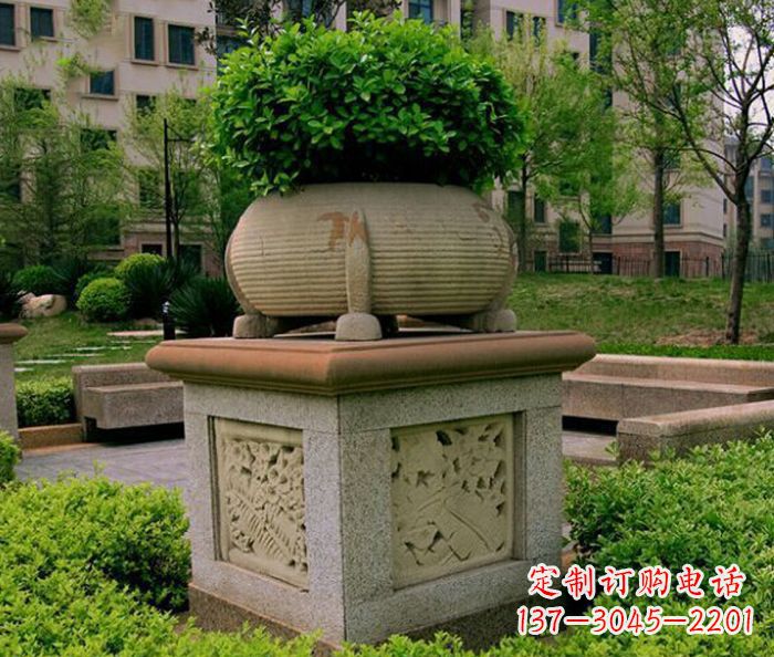 哈尔滨小区景观大理石花盆石雕 (3)
