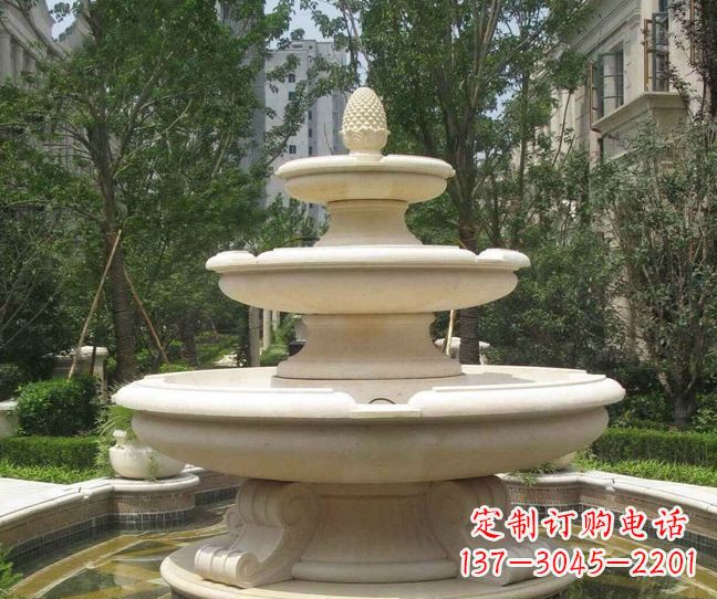 哈尔滨小区景观晚霞红多层喷泉石雕
