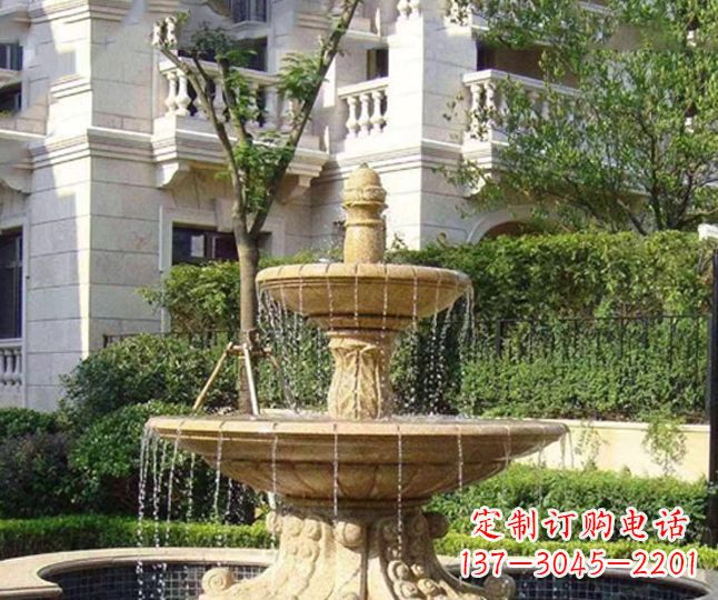 哈尔滨小区景观晚霞红多层喷泉石雕 (4)