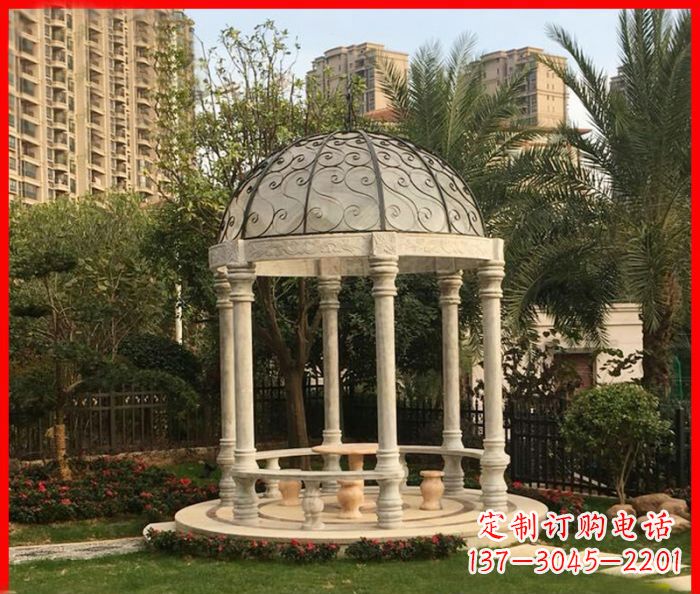 哈尔滨小区欧式圆顶凉亭石雕 (2)