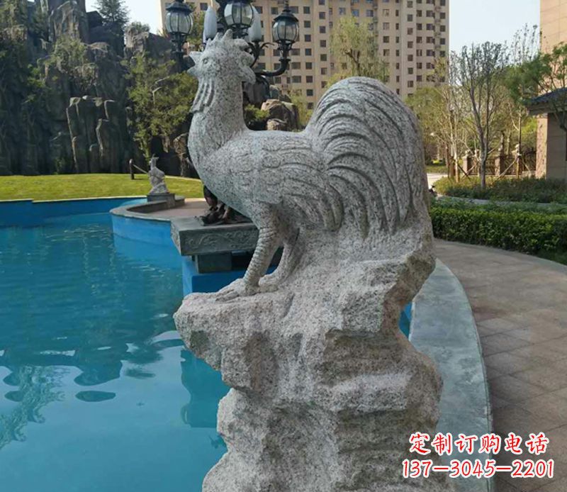 哈尔滨小区十二生肖鸡动物石雕