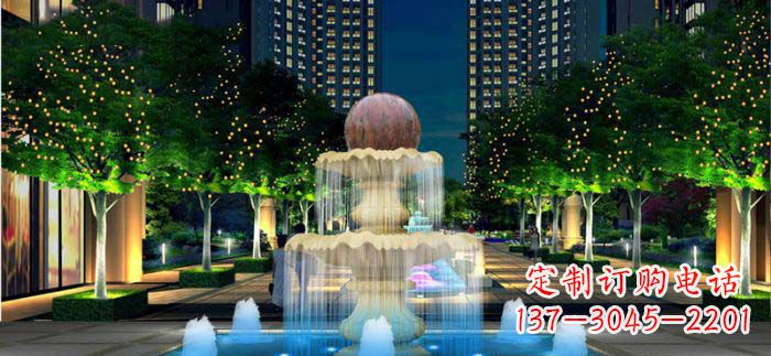 哈尔滨小区石来运转风水球石雕喷泉