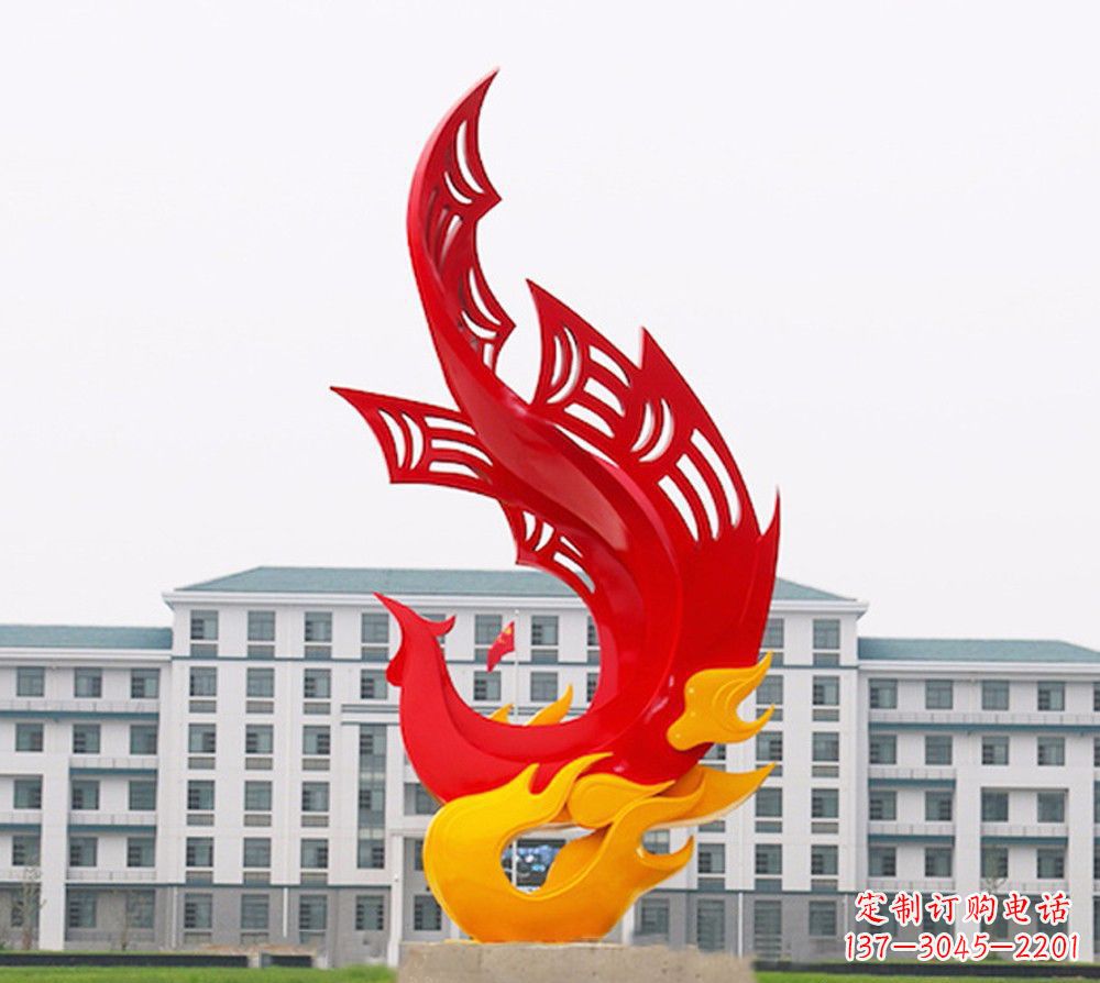 哈尔滨校园不锈钢凤凰浴火雕塑