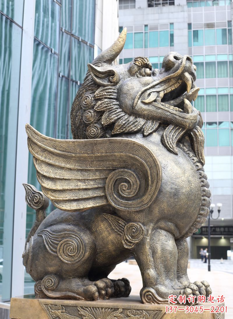 哈尔滨獬豸古代神兽铜雕