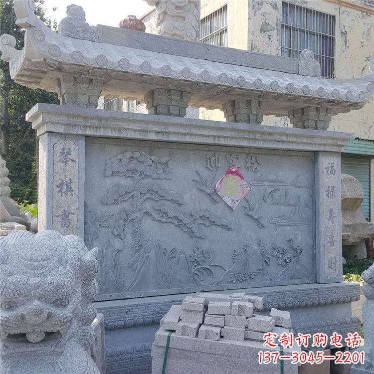 哈尔滨迎客松石雕影壁墙