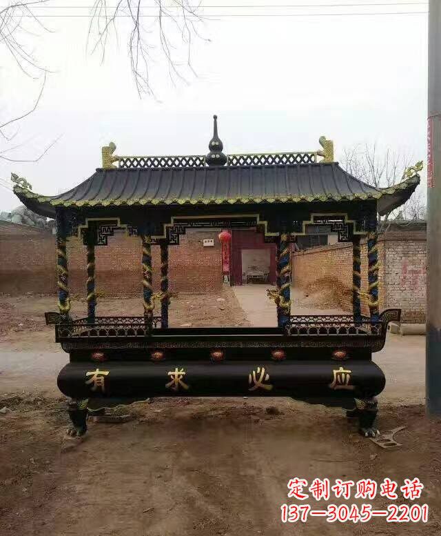哈尔滨有求必应方形香炉铜雕