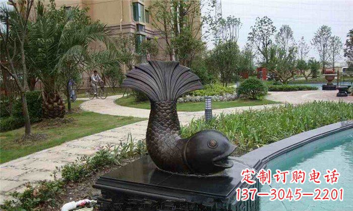 哈尔滨鱼式喷泉小区景观铜雕