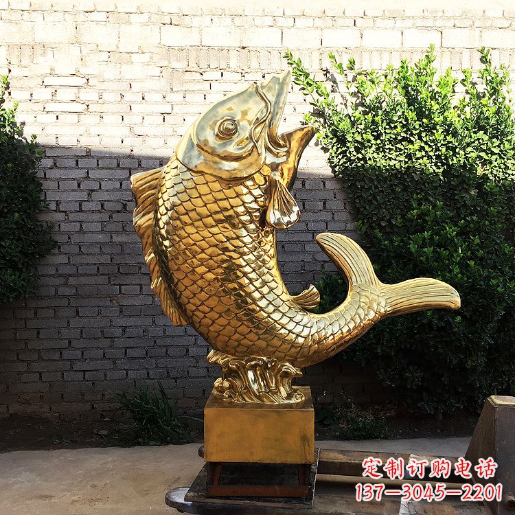 哈尔滨鱼跃景观铜雕-纯铜铸造企业商场动物雕塑摆件