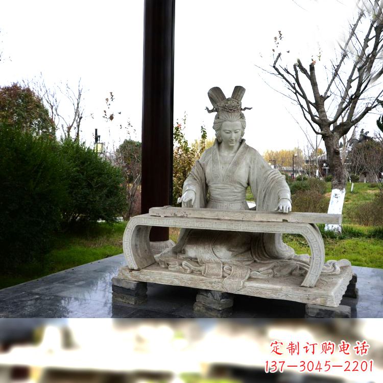哈尔滨虞姬弹琴雕塑-公园古代人物著名美女情景雕塑
