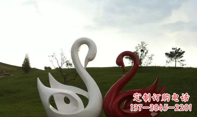 哈尔滨园林不锈钢抽象天鹅雕塑