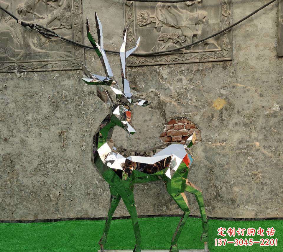 哈尔滨园林不锈钢抽象小鹿雕塑