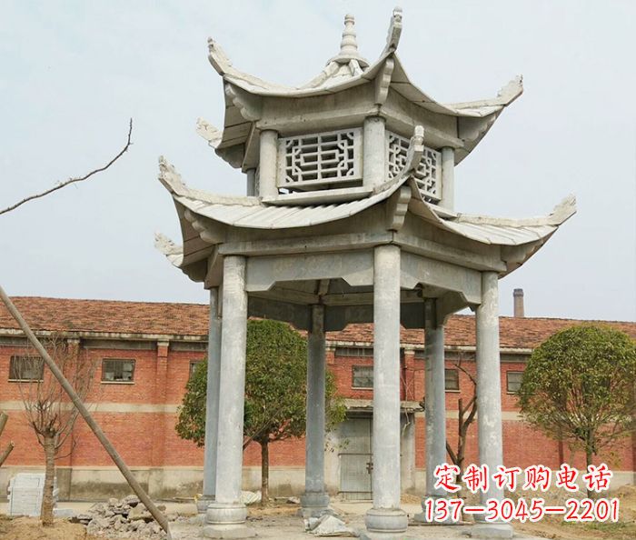 哈尔滨园林仿古双层石雕凉亭 (2)