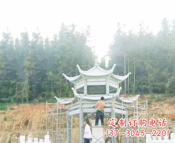 哈尔滨园林仿古双层石凉亭景观石雕 (2)