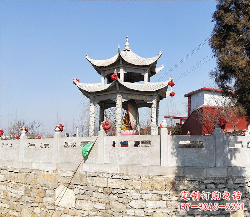 哈尔滨园林仿古双层石凉亭景观石雕 (3)