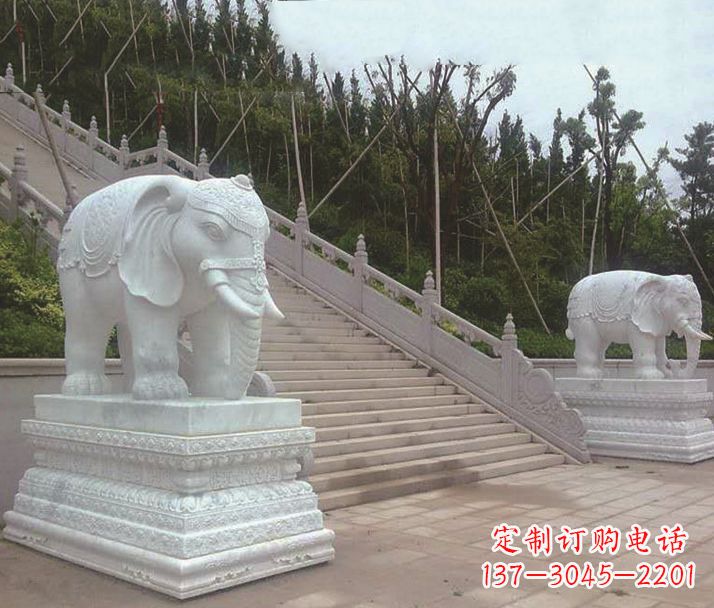 哈尔滨园林汉白玉大象景观石雕
