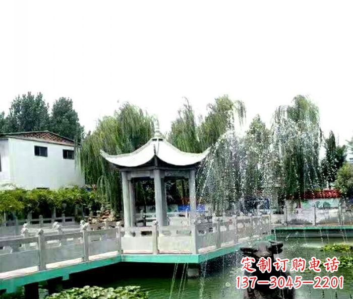 哈尔滨园林景观单层六角石雕凉亭