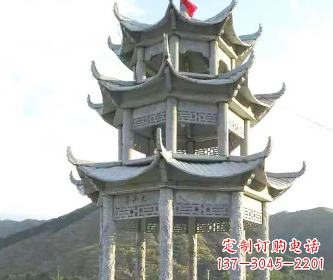 哈尔滨园林景观多层凉亭石雕 (3)