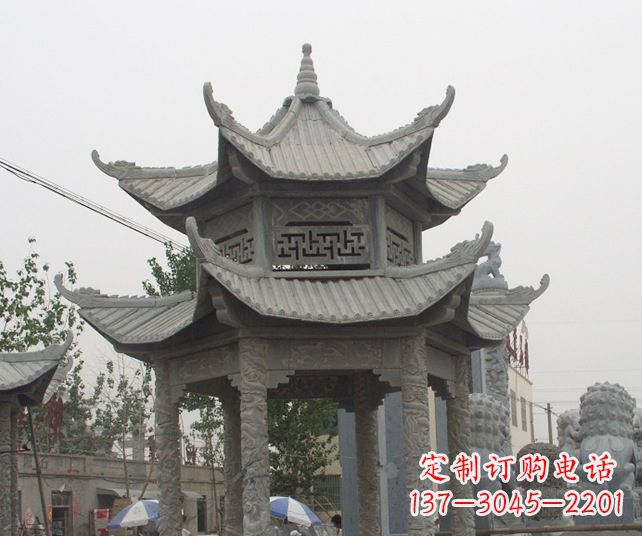 哈尔滨园林景观仿古石雕凉亭 (2)