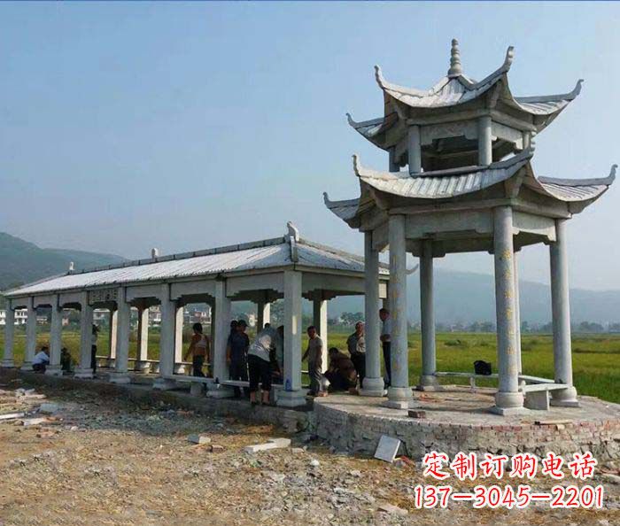 哈尔滨园林景观仿古石雕长廊凉亭