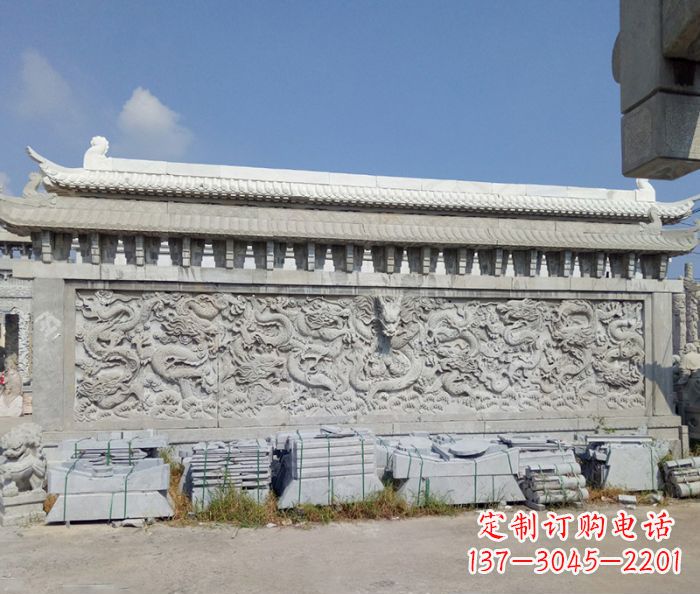 哈尔滨园林九龙壁石雕影壁 (3)