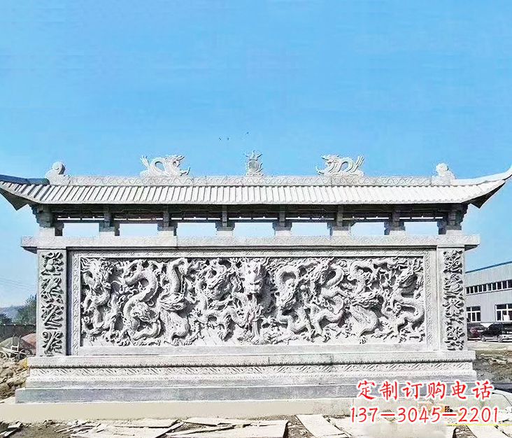 哈尔滨园林龙浮雕影壁墙景观石雕