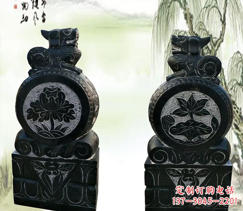 哈尔滨园林貔貅门墩石雕