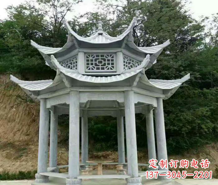 哈尔滨园林双层凉亭石雕 (2)