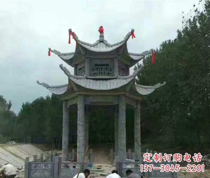 哈尔滨园林双层凉亭石雕 (3)