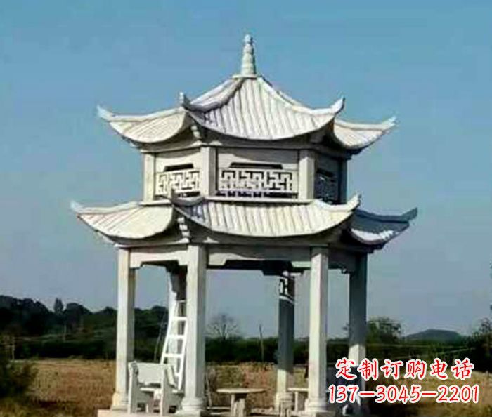 哈尔滨园林双层石雕凉亭 (2)