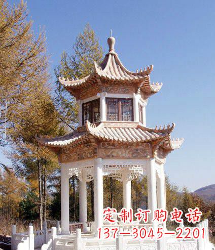 哈尔滨园林双层石凉亭景观石雕 (2)