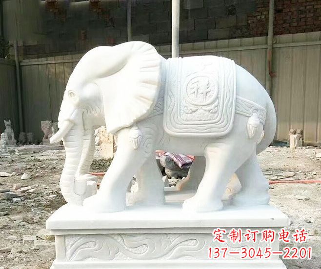 哈尔滨招财动物汉白玉大象石雕 (3)