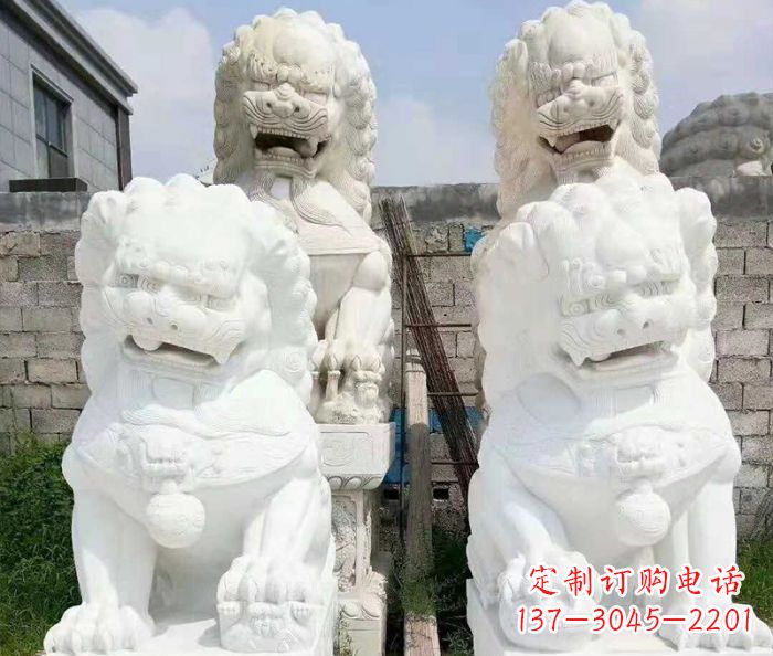 哈尔滨招财动物汉白玉狮子石雕