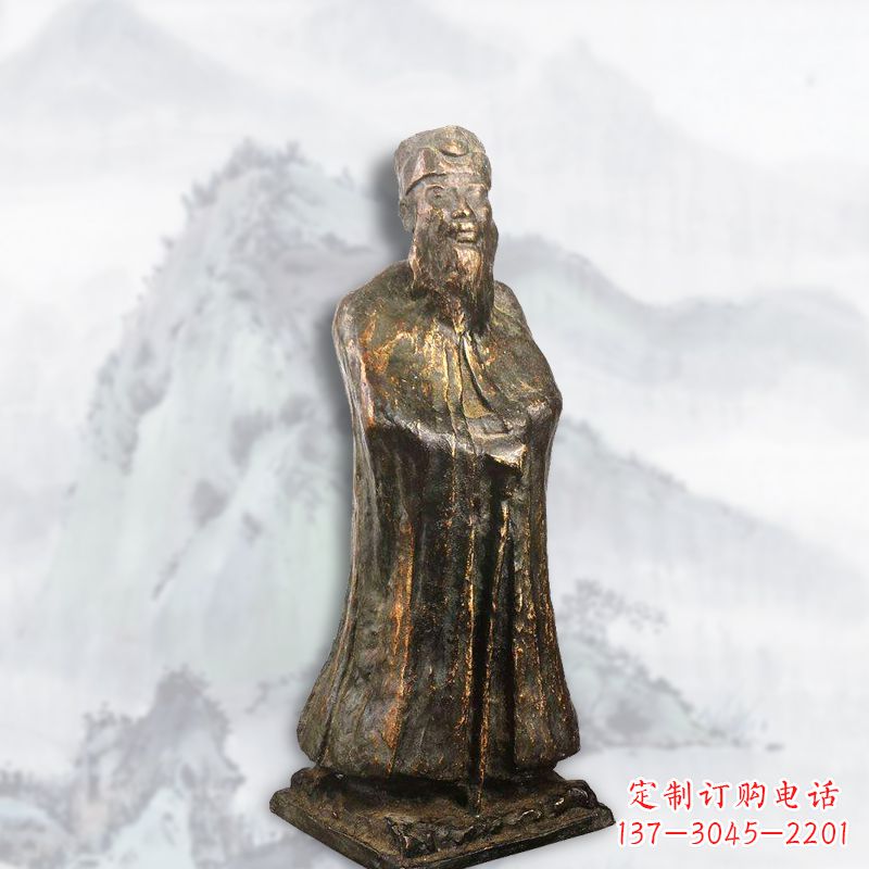 哈尔滨中国近代著名画家张大千铸铜雕塑