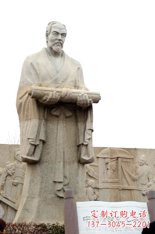 哈尔滨中国历史名人北宋绘画大师清明上河图画家张择端汉白玉石雕像