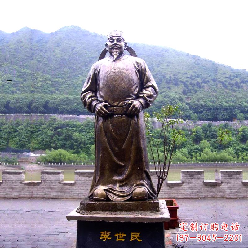 哈尔滨中国历史名人唐初著名帝王李世民铸铜雕像