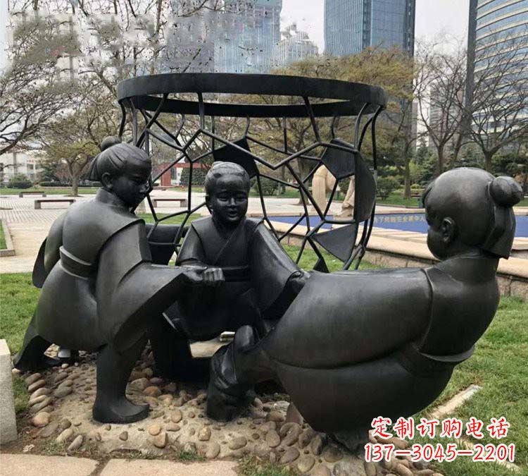 哈尔滨铸铜公园司马光砸缸儿童雕塑